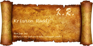 Kriston Radó névjegykártya